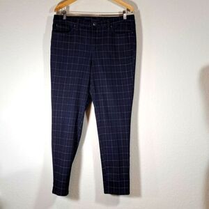 Charter Club Women’s 5 Pocket Jeans Bristol Skinny Ankle Navy Plaid Size 12